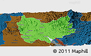 Political Panoramic Map of Quiriego, darken