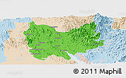 Political Panoramic Map of Quiriego, lighten