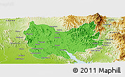 Political Panoramic Map of Quiriego, physical outside