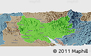 Political Panoramic Map of Quiriego, semi-desaturated
