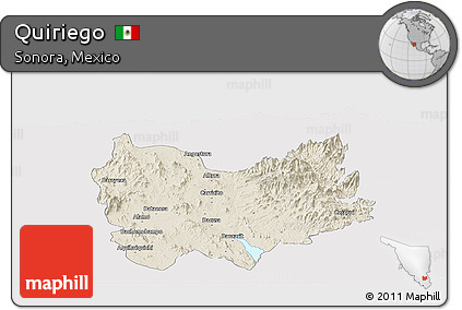 Shaded Relief Panoramic Map of Quiriego, cropped outside
