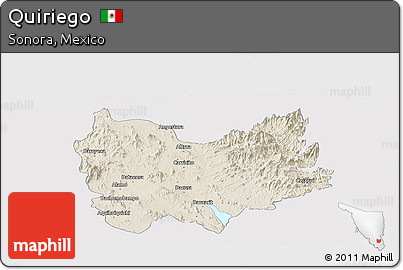 Shaded Relief Panoramic Map of Quiriego, cropped outside