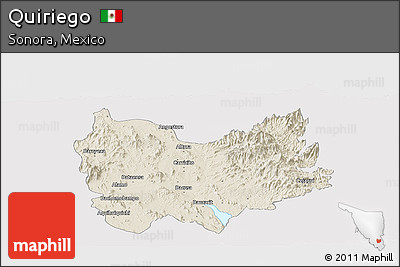 Shaded Relief Panoramic Map of Quiriego, cropped outside