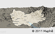 Shaded Relief Panoramic Map of Quiriego, darken