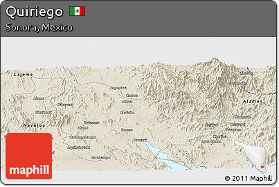 Shaded Relief Panoramic Map of Quiriego