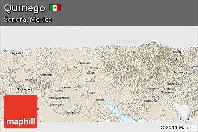 Shaded Relief Panoramic Map of Quiriego