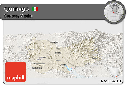 Shaded Relief Panoramic Map of Quiriego, lighten