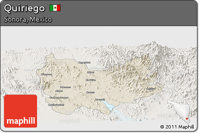 Shaded Relief Panoramic Map of Quiriego, lighten
