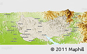 Shaded Relief Panoramic Map of Quiriego, physical outside