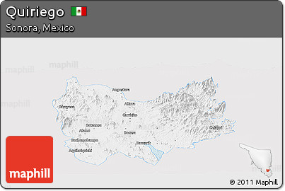 Silver Style Panoramic Map of Quiriego, single color outside