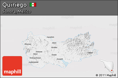 Silver Style Panoramic Map of Quiriego, single color outside