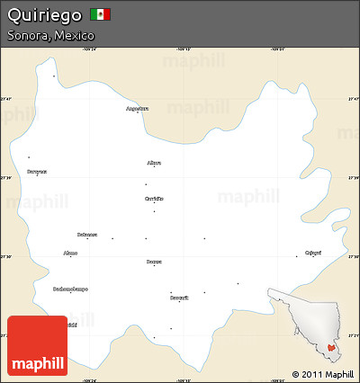 Classic Style Simple Map of Quiriego, single color outside