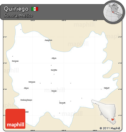 Classic Style Simple Map of Quiriego, single color outside