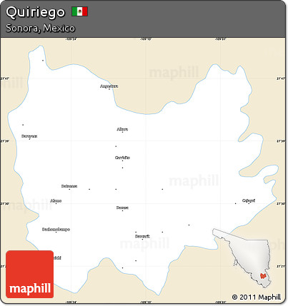 Classic Style Simple Map of Quiriego, single color outside