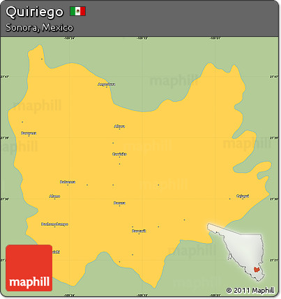 Savanna Style Simple Map of Quiriego, single color outside