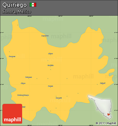 Savanna Style Simple Map of Quiriego, single color outside