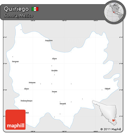Silver Style Simple Map of Quiriego, single color outside