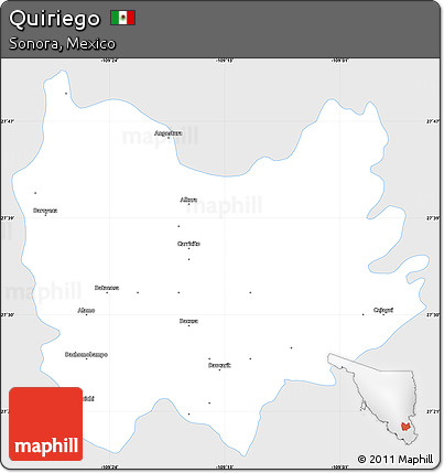 Silver Style Simple Map of Quiriego, single color outside