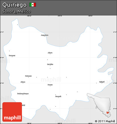 Silver Style Simple Map of Quiriego, single color outside