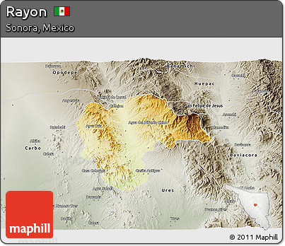 Physical 3D Map of Rayon, semi-desaturated