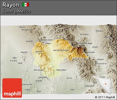 Physical 3D Map of Rayon, semi-desaturated
