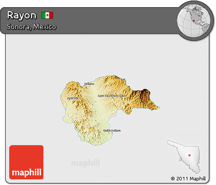 Physical 3D Map of Rayon, single color outside