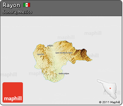 Physical 3D Map of Rayon, single color outside