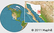 Satellite Location Map of Rosario, highlighted parent region