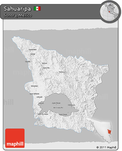 Gray 3D Map of Sahuaripa, single color outside