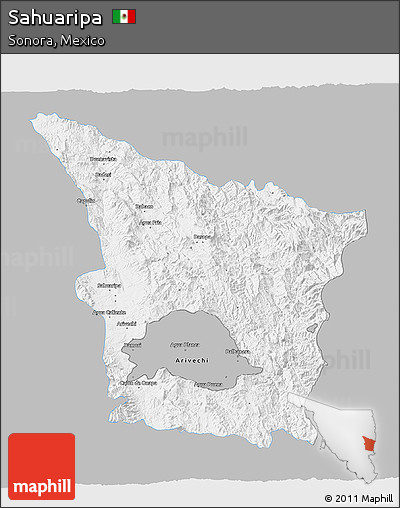 Gray 3D Map of Sahuaripa, single color outside