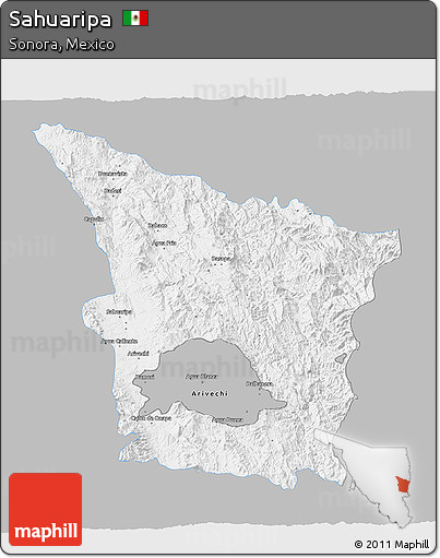 Gray 3D Map of Sahuaripa, single color outside