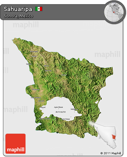 Satellite 3D Map of Sahuaripa, single color outside