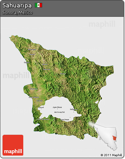 Satellite 3D Map of Sahuaripa, single color outside