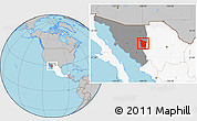 Gray Location Map of Sahuaripa, highlighted country, highlighted parent region