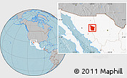 Gray Location Map of Sahuaripa, highlighted country, hill shading