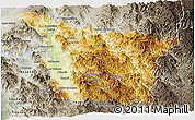 Physical Panoramic Map of Sahuaripa, semi-desaturated