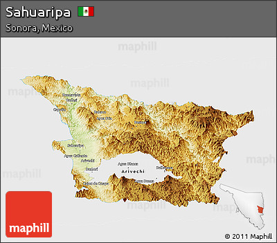 Physical Panoramic Map of Sahuaripa, single color outside