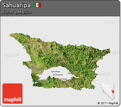 Satellite Panoramic Map of Sahuaripa, single color outside