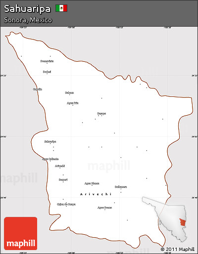 Classic Style Simple Map of Sahuaripa, cropped outside