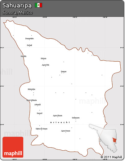 Classic Style Simple Map of Sahuaripa, cropped outside