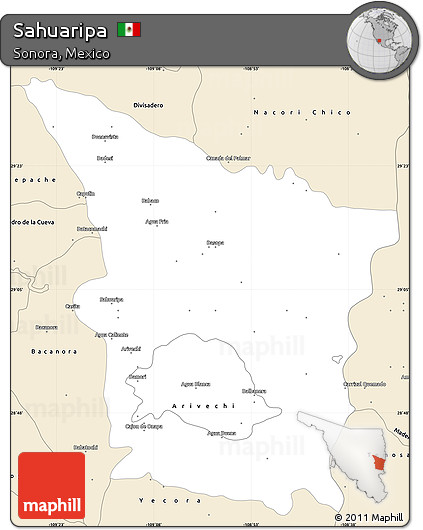 Classic Style Simple Map of Sahuaripa