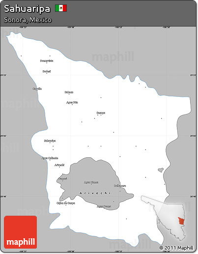 Gray Simple Map of Sahuaripa, single color outside