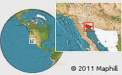Satellite Location Map of San Luis Rio Colorado, highlighted parent region