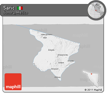 Gray 3D Map of Saric, single color outside