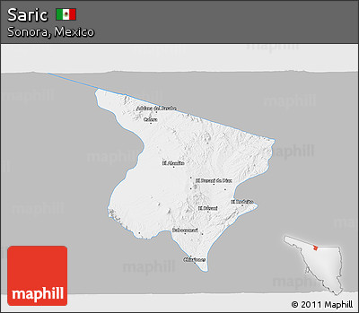 Gray 3D Map of Saric, single color outside