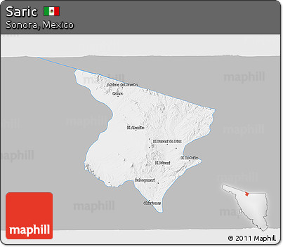 Gray 3D Map of Saric, single color outside