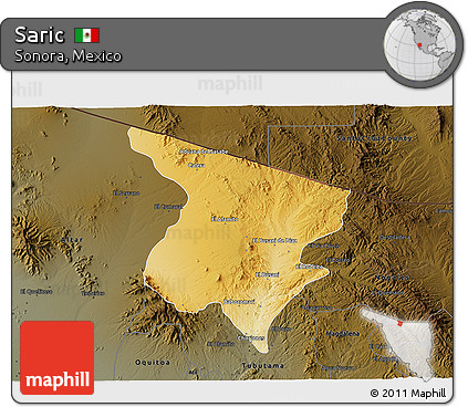 Physical 3D Map of Saric, darken