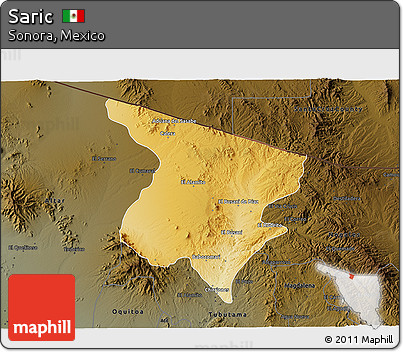 Physical 3D Map of Saric, darken