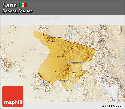 Physical 3D Map of Saric, lighten