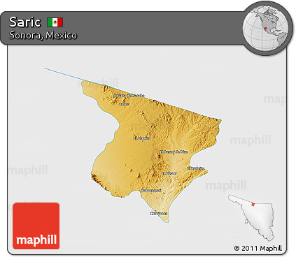 Physical 3D Map of Saric, single color outside